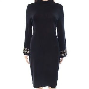 Calvin Klein Sweater Dress Gold Embellished Cuffs